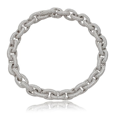 Colar de luxo com zirconia cristal banho em rodio branco
