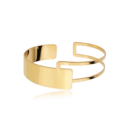 Bracelete dourado liso banho em ouro 18k