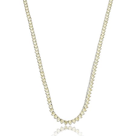 Colar de riviera cravejado de zirconia citrino banho em rodio branco