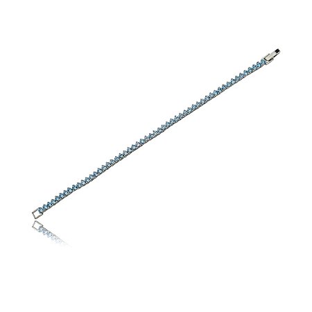Pulseira de riviera cravejada de zirconia azul banho em rodio branco