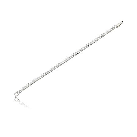 Pulseira de riviera cravejada de zirconia cristal banho em rodio branco