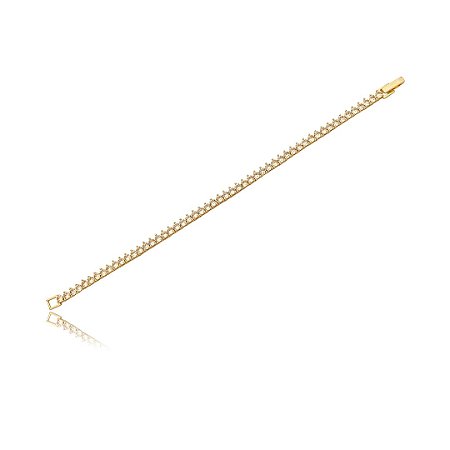 Pulseira de riviera cravejada de zirconia morganita banho em ouro 18k