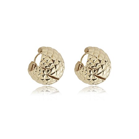 Brinco de argola liso banho em ouro 18k
