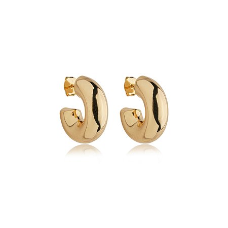 Brinco de argola liso banho em ouro 18k