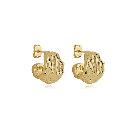 Brinco de argola liso banho em ouro 18k