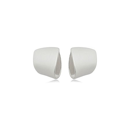 Brinco de argola liso acetinado banho em rodio branco
