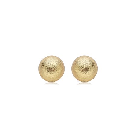 Brinco liso escovado banho em ouro 18k