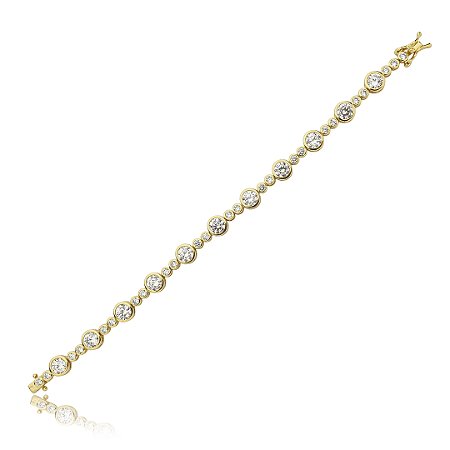 Pulseira riviera cravejada de zirconia cristal banho em ouro 18k