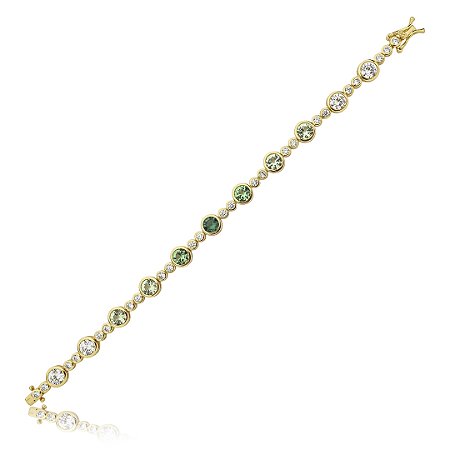 Pulseira riviera cravejada de zirconia esmeralda banho em ouro 18k