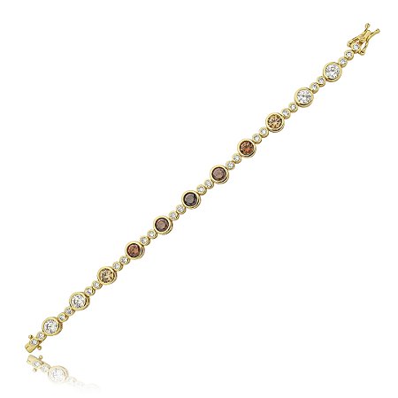 Pulseira riviera cravejada de zirconia citrino banho em ouro 18k