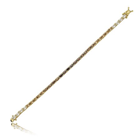 Pulseira riviera cravejada de zirconia granada banho em ouro 18k