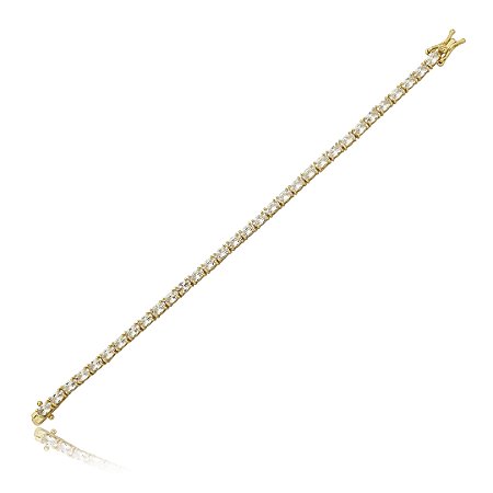 Pulseira riviera cravejada de zirconia cristal banho em ouro 18k
