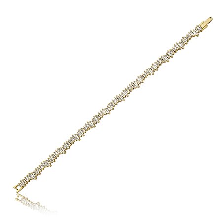 Pulseira riviera cravejada de zirconia cristal banho em ouro 18k