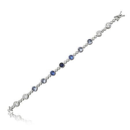 Pulseira riviera cravejada de zirconia topazio banho em rodio branco