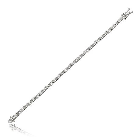 Pulseira riviera cravejada de zirconia cristal banho em rodio branco