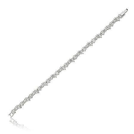 Pulseira riviera cravejada de zirconia cristal banho em rodio branco