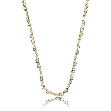 Colar riviera cravejado de zirconia cristal banho em ouro 18k