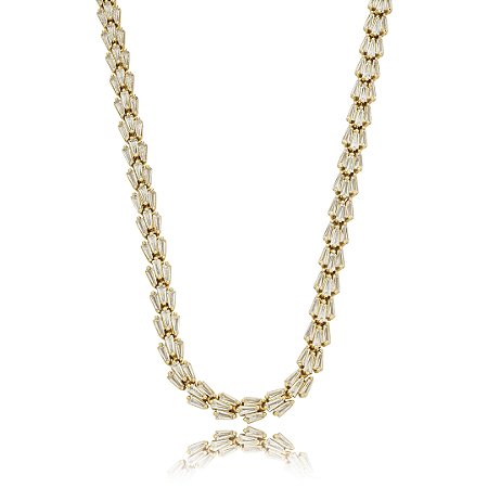 Colar riviera cravejado de zirconia cristal banho em ouro 18k