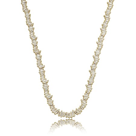 Colar riviera cravejado de zirconia cristal banho em ouro 18k