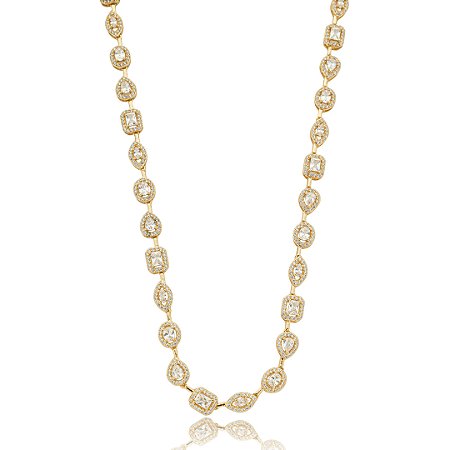 Colar riviera cravejado de zirconia cristal banho em ouro 18k