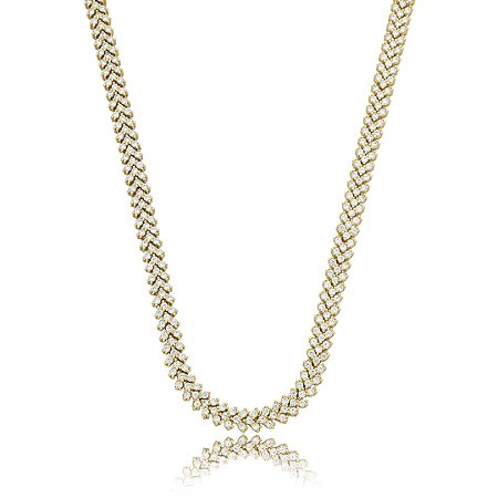 Colar riviera cravejado de zirconia cristal banho em ouro 18k