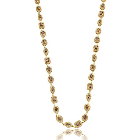 Colar riviera cravejado de zirconia granada banho em ouro 18k