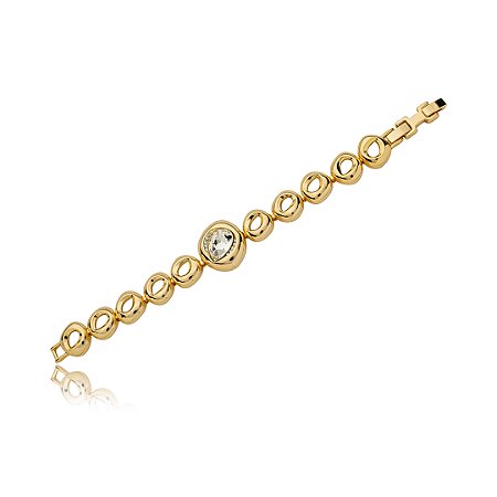 Pulseira dourada cravejada de zirconia cristal banho em ouro 18k