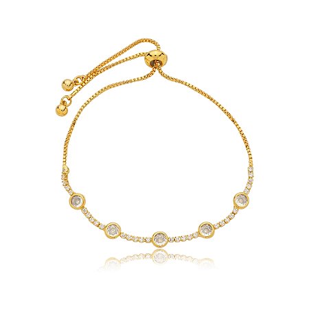 Pulseira acetinada cravejada de zirconia turmalina banho em rodio branco