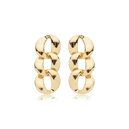 Brinco liso banho em ouro 18k