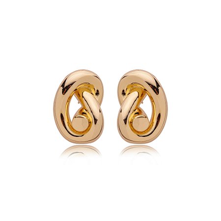 Brinco liso banho em ouro 18k