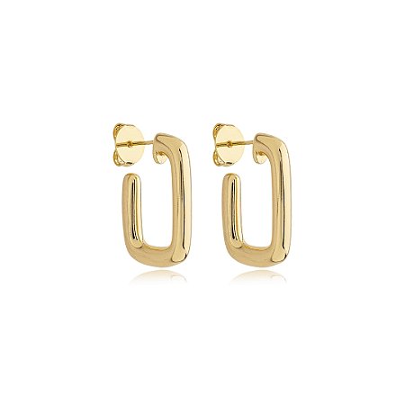 Brinco de argola liso banho em ouro 18k