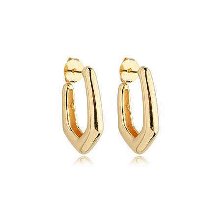 Brinco de argola liso banho em ouro 18k