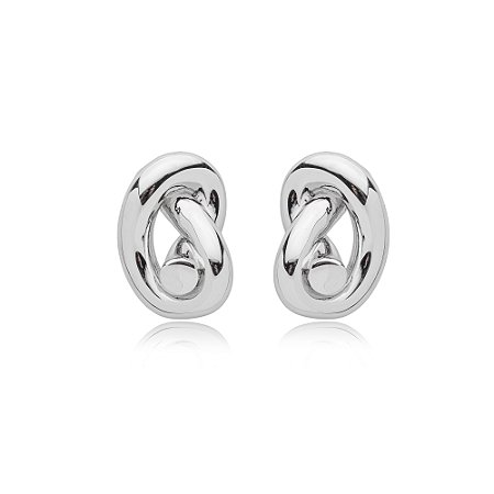 Brinco liso banho em rodio branco