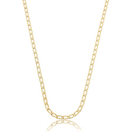 Colar de corrente liso banho em ouro 18k