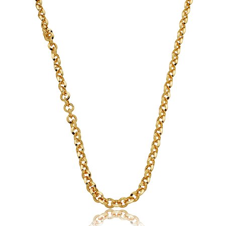 Colar de corrente liso banho em ouro 18k