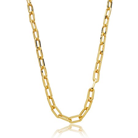 Colar de corrente liso banho em ouro 18k