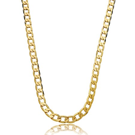 Colar de corrente liso banho em ouro 18k