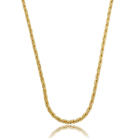 Colar de corrente liso banho em ouro 18k
