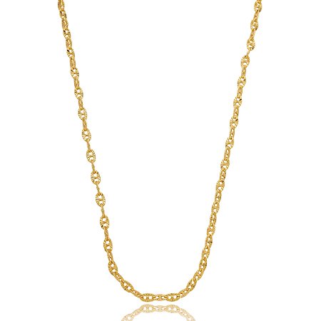Colar de corrente liso banho em ouro 18k