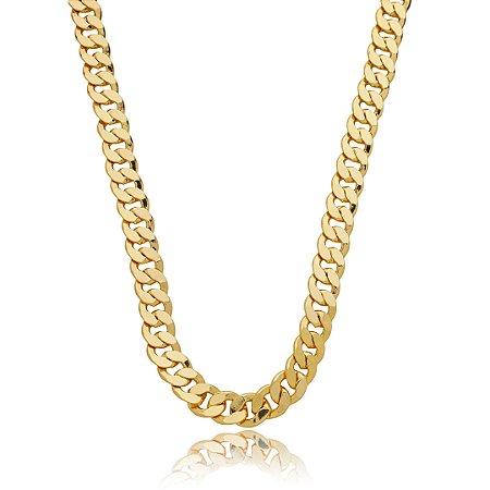 Colar de corrente liso banho em ouro 18k
