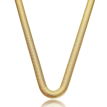 Colar de malha liso banho em ouro 18k