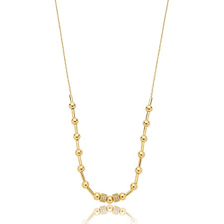 Colar de canutilho liso banho em ouro 18k