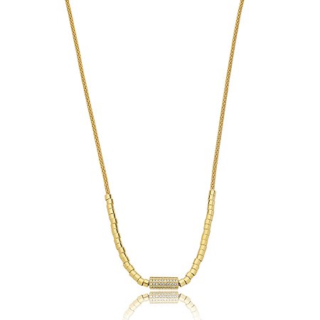 Colar de canutilho liso banho em ouro 18k