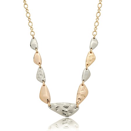 Colar liso martelado banho duplo