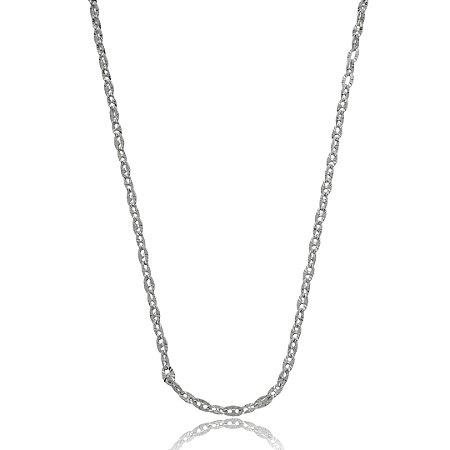 Colar de corrente liso banho em rodio branco
