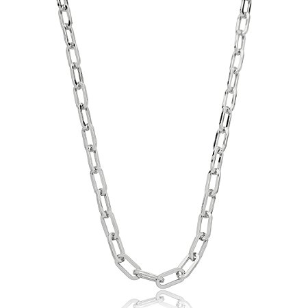 Colar de corrente liso banho em rodio branco