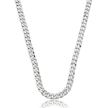 Colar de corrente liso banho em rodio branco