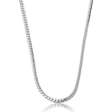 Colar de corrente liso banho em rodio branco