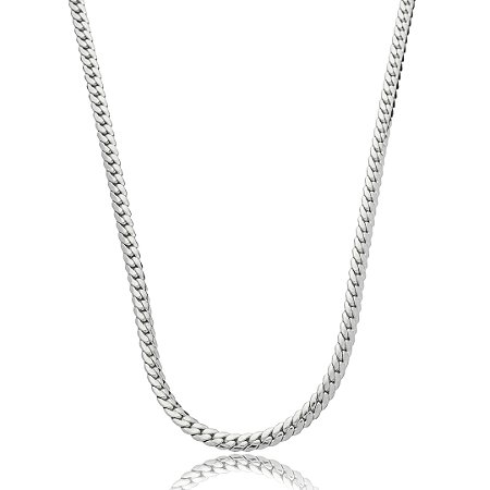 Colar de corrente liso banho em rodio branco