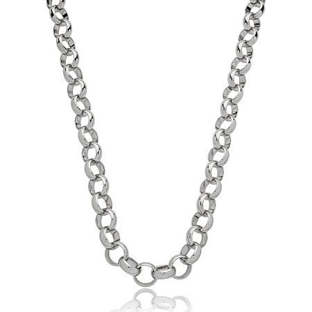 Colar de corrente liso banho em rodio branco